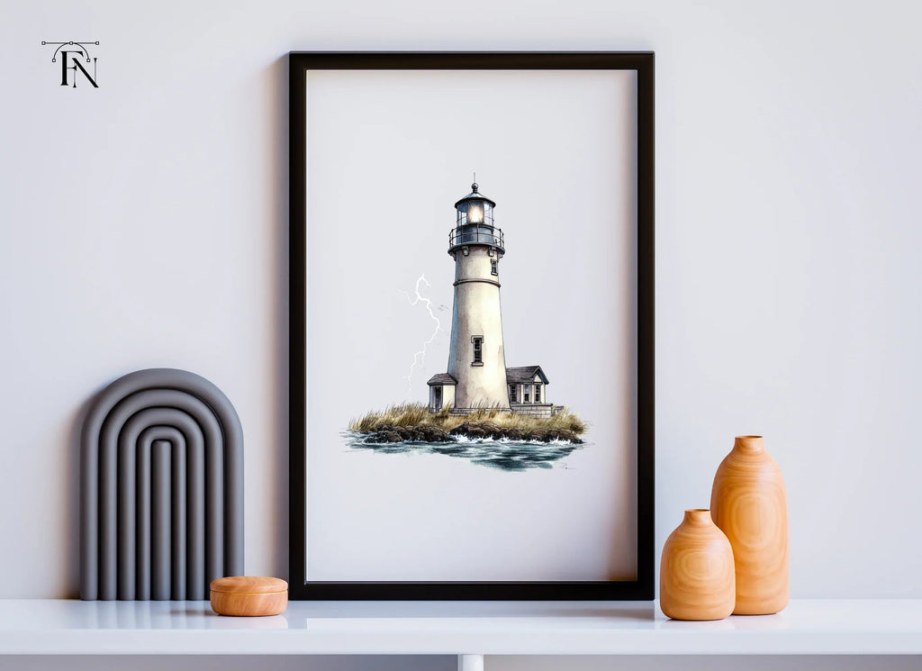 Lighthouse on Rocky Island Clipart Bundle