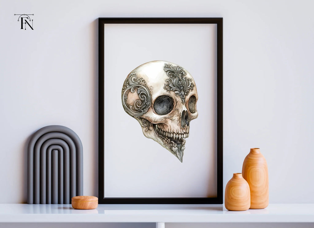 Ornate Bird Skull Clipart Bundle