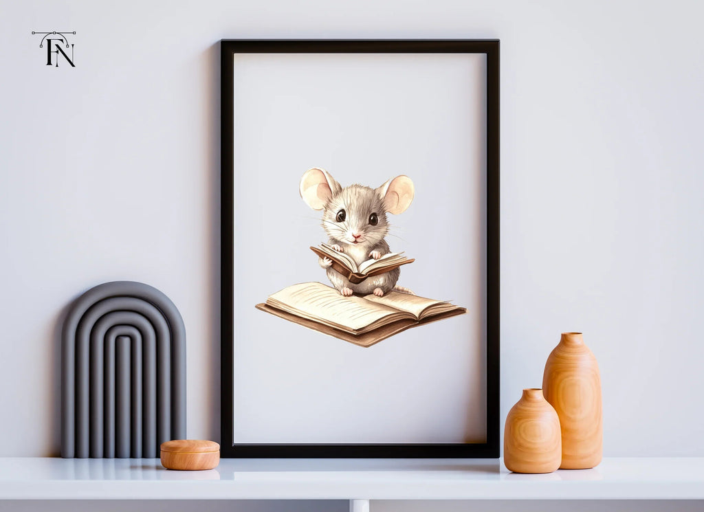 Studious Mice with Books Clipart Bundle