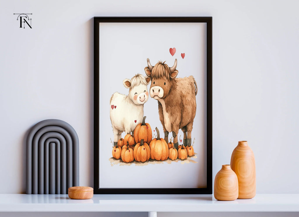 Autumn Cow and Pumpkin Clipart Bundle