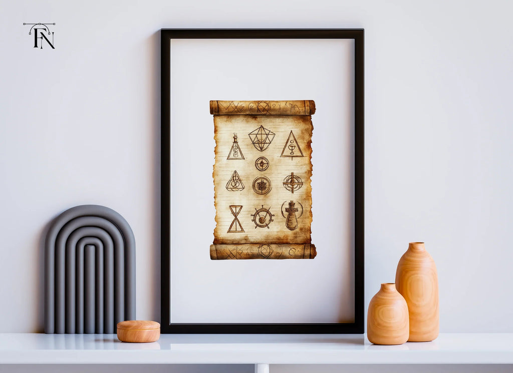 Ancient Scroll Mystic Symbols Clipart Bundle
