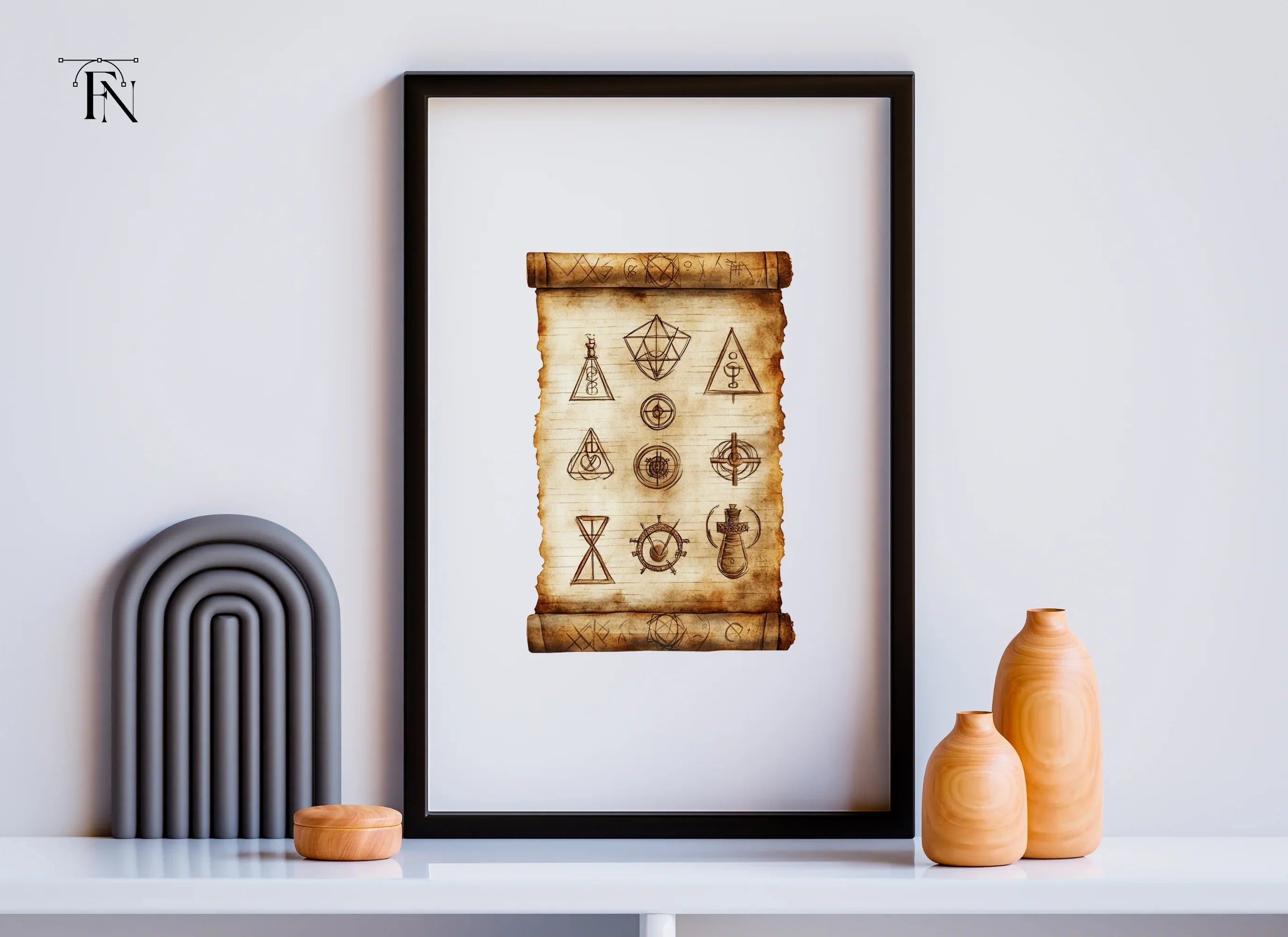 Ancient Scroll Mystic Symbols Clipart Bundle