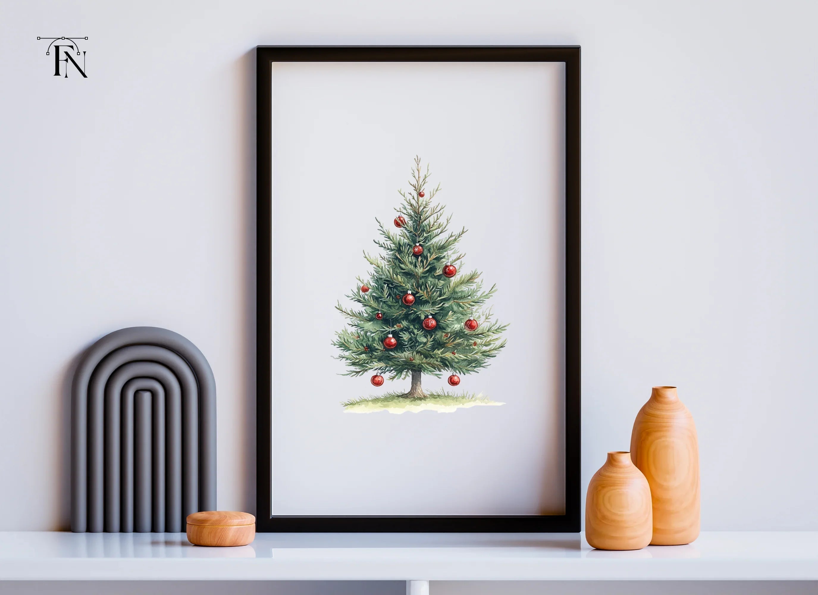 Festive Christmas Trees with Ornaments Clipart Bundle