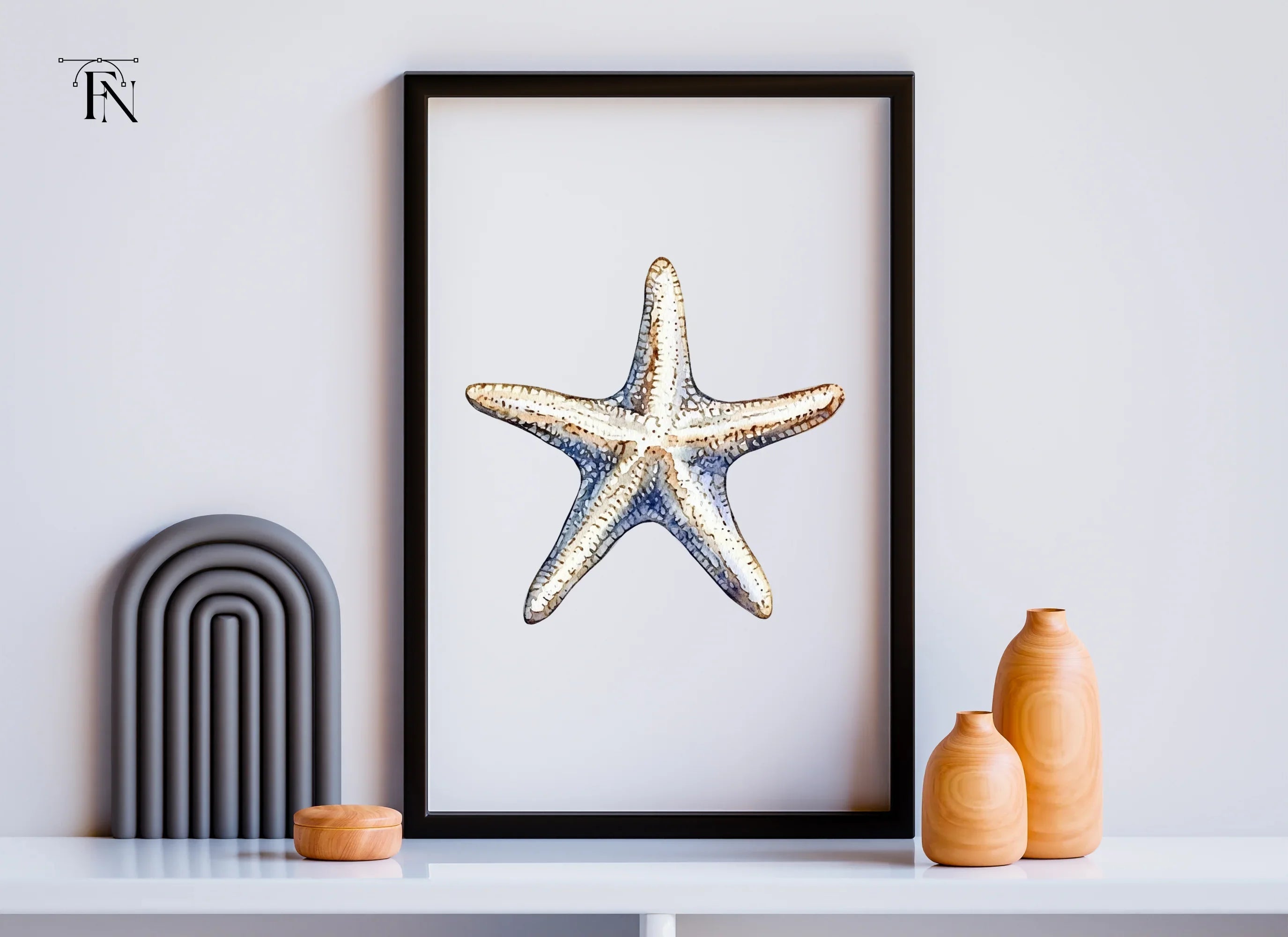 Blue and White Starfish Clipart Bundle