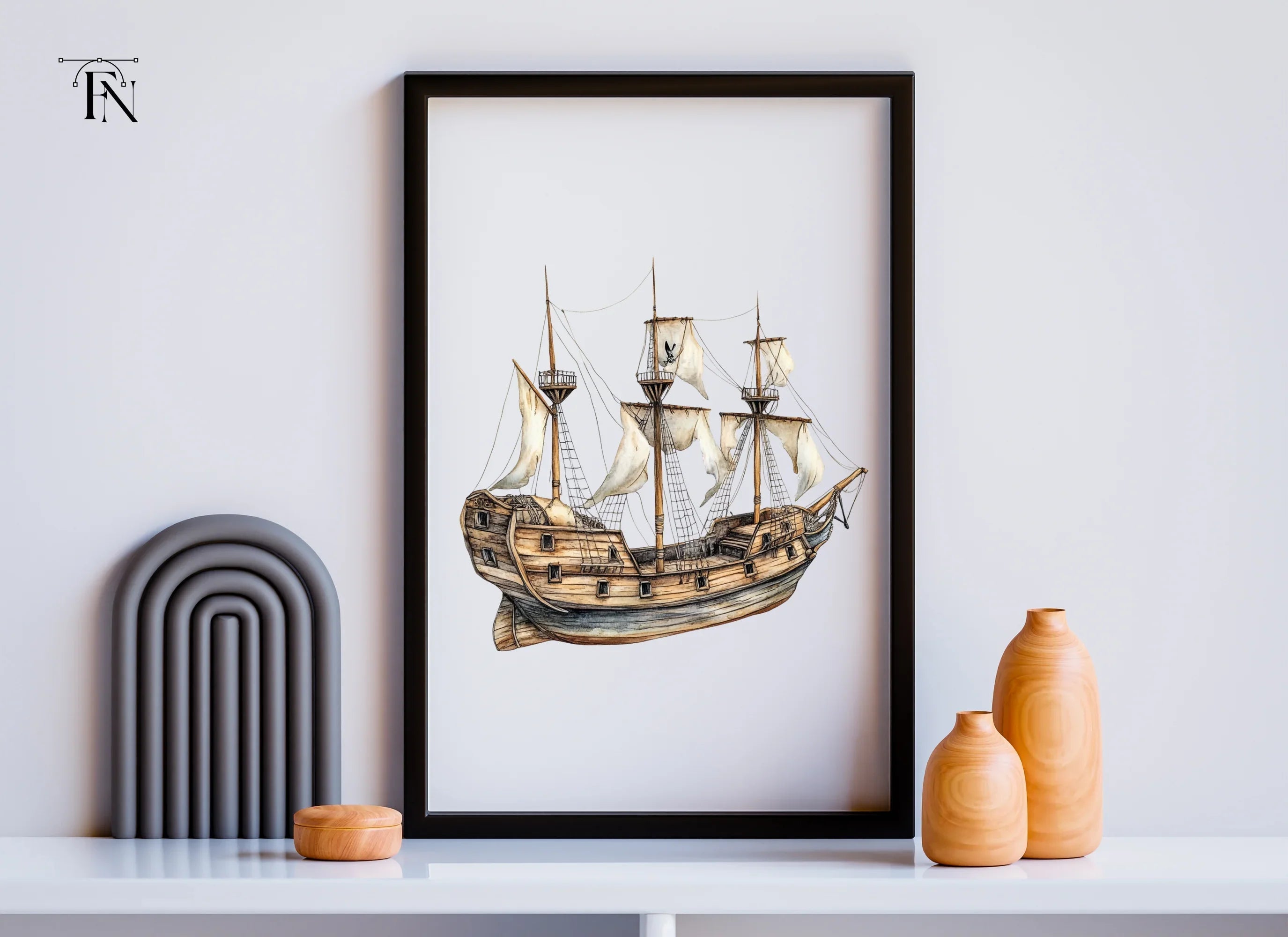 Vintage Galleon Ship Clipart Bundle