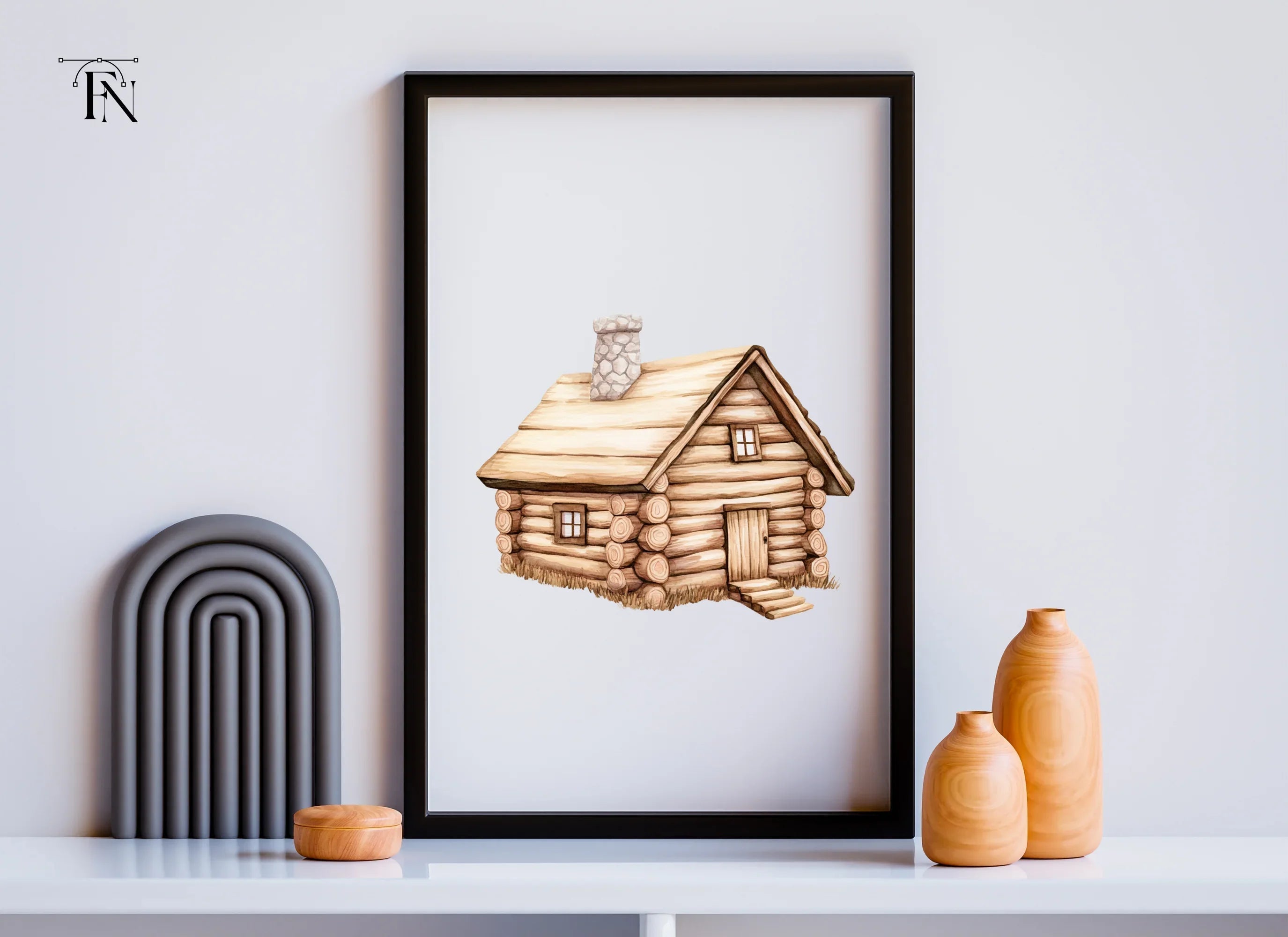 Rustic Wooden Log Cabin Clipart Bundle
