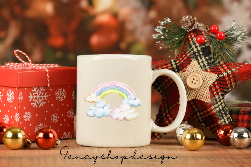 Soft Pastel Rainbow Clouds Clipart Bundle