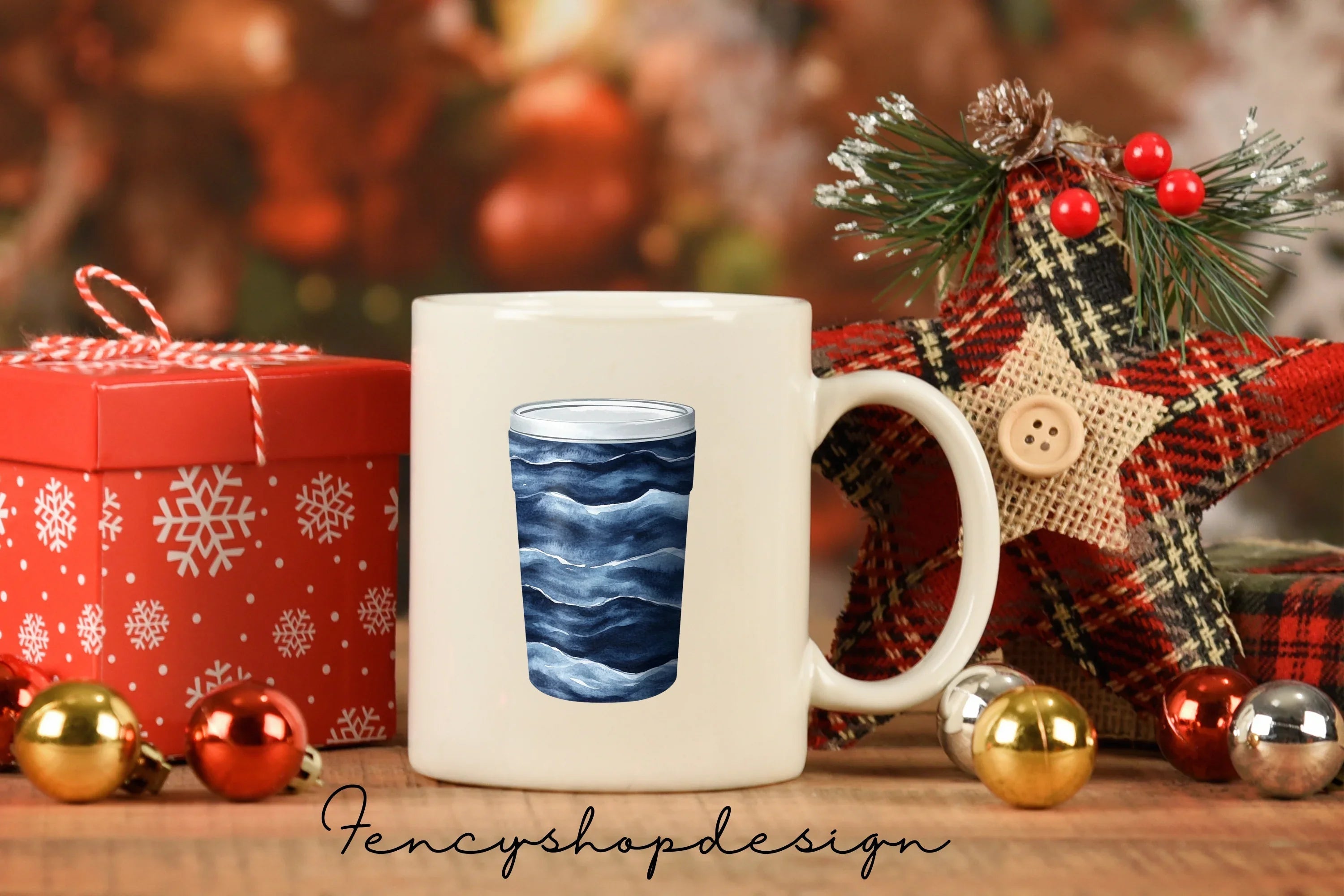 Deep Blue Ocean Wave Tumbler Designs Clipart Bundle