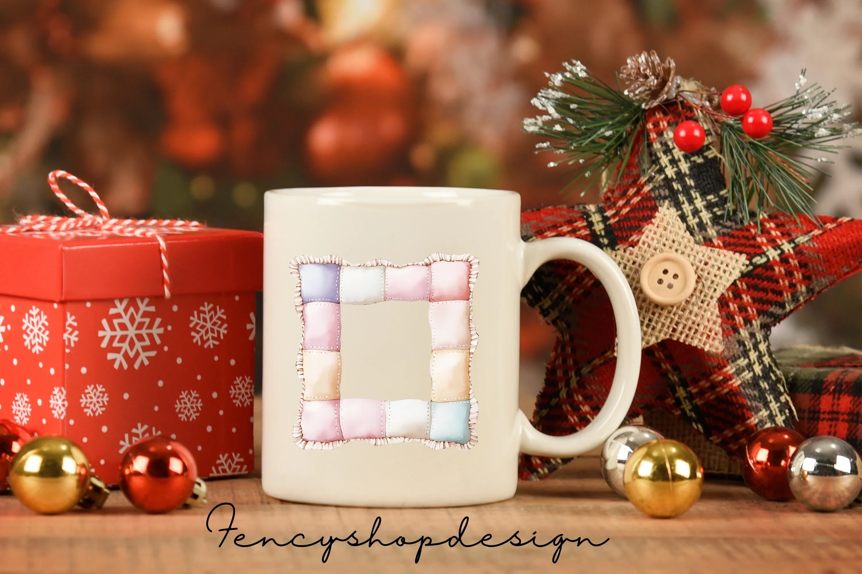 Soft Pastel Quilted Fabric Frames Clipart Bundle