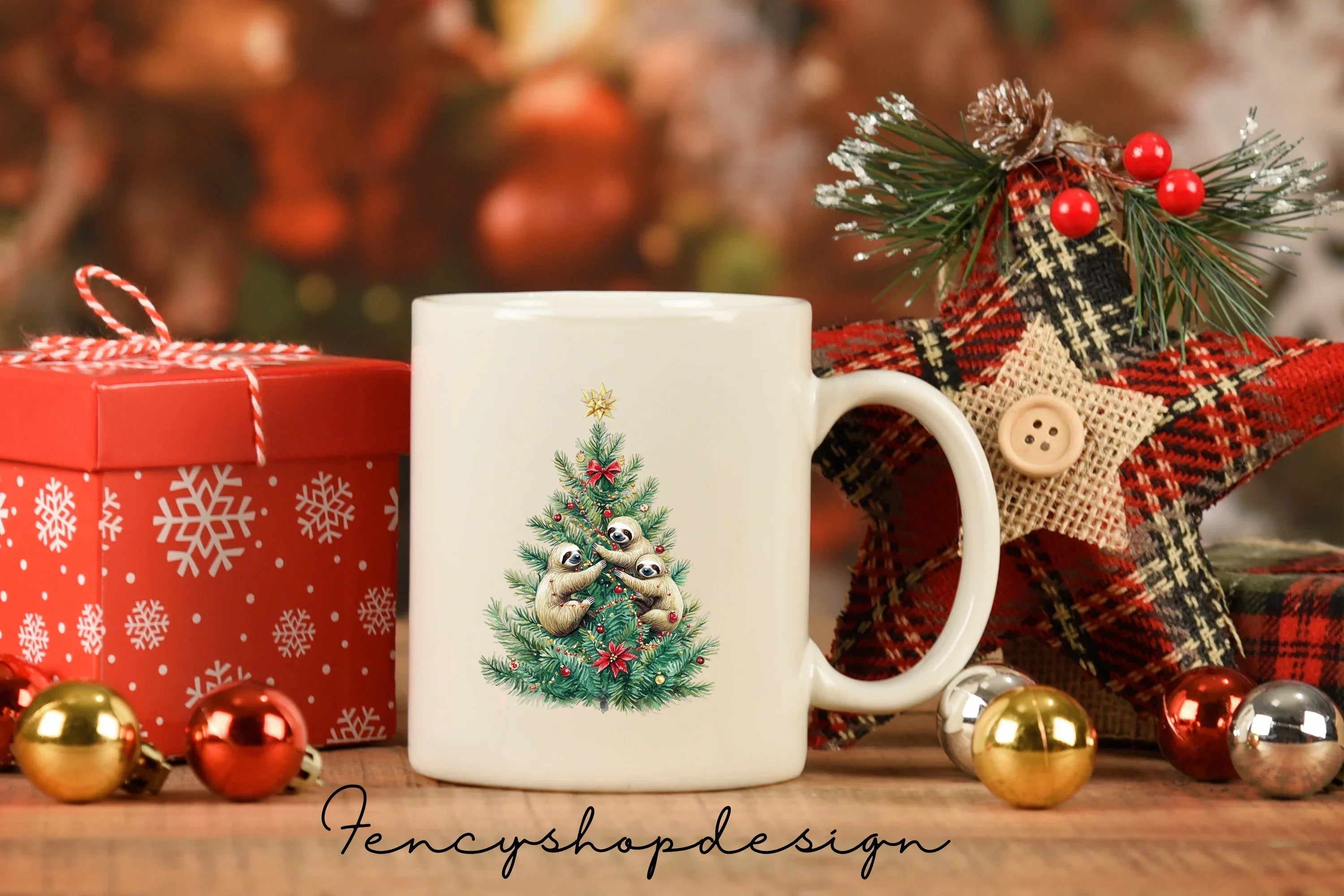 Christmas Sloth Family Clipart Bundle