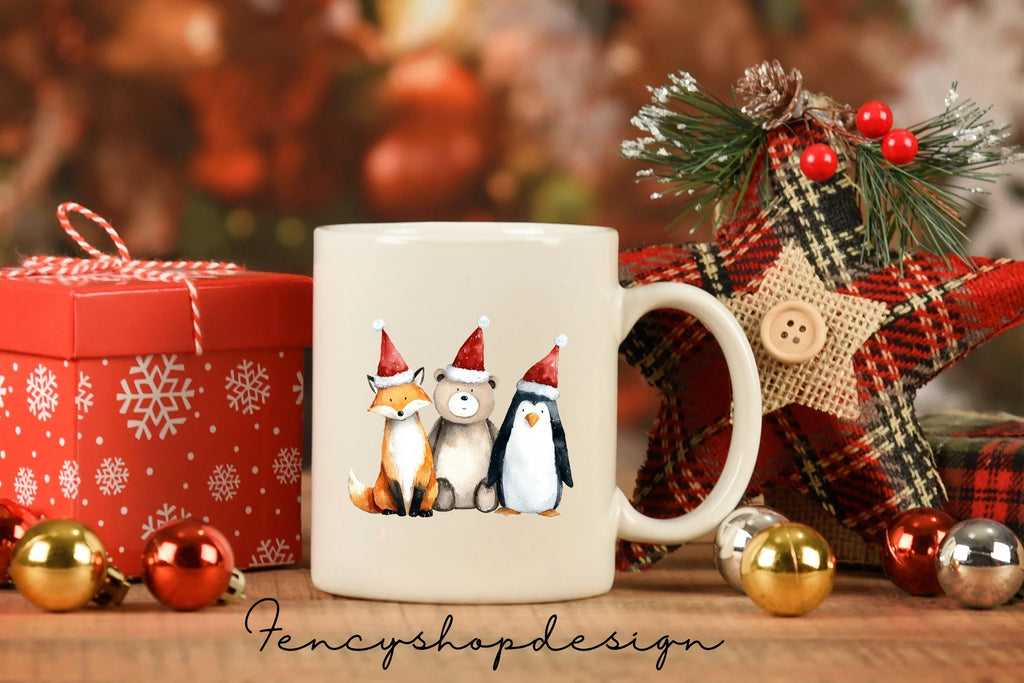 Cute Christmas Fox Clipart Bundle