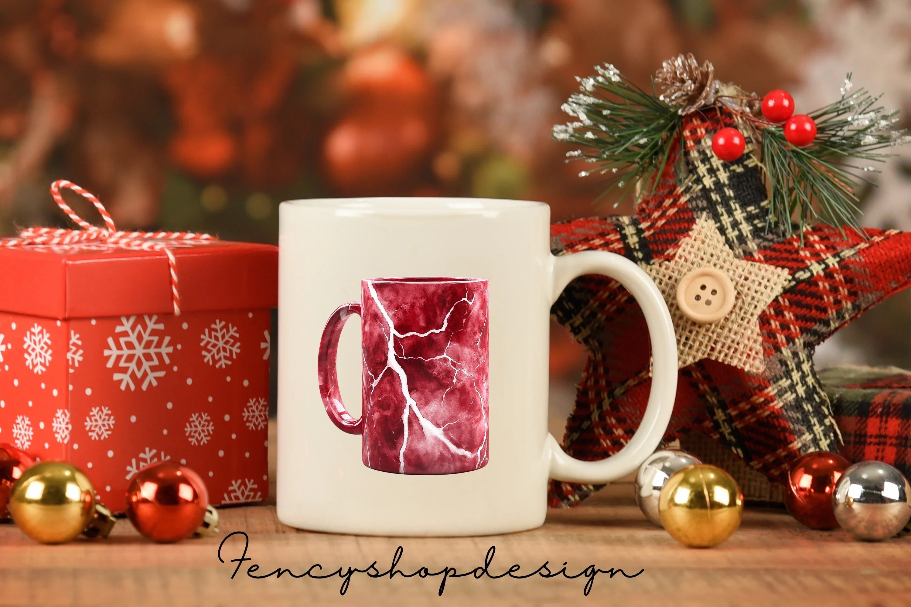 Red Marble Swirl Clipart Bundle