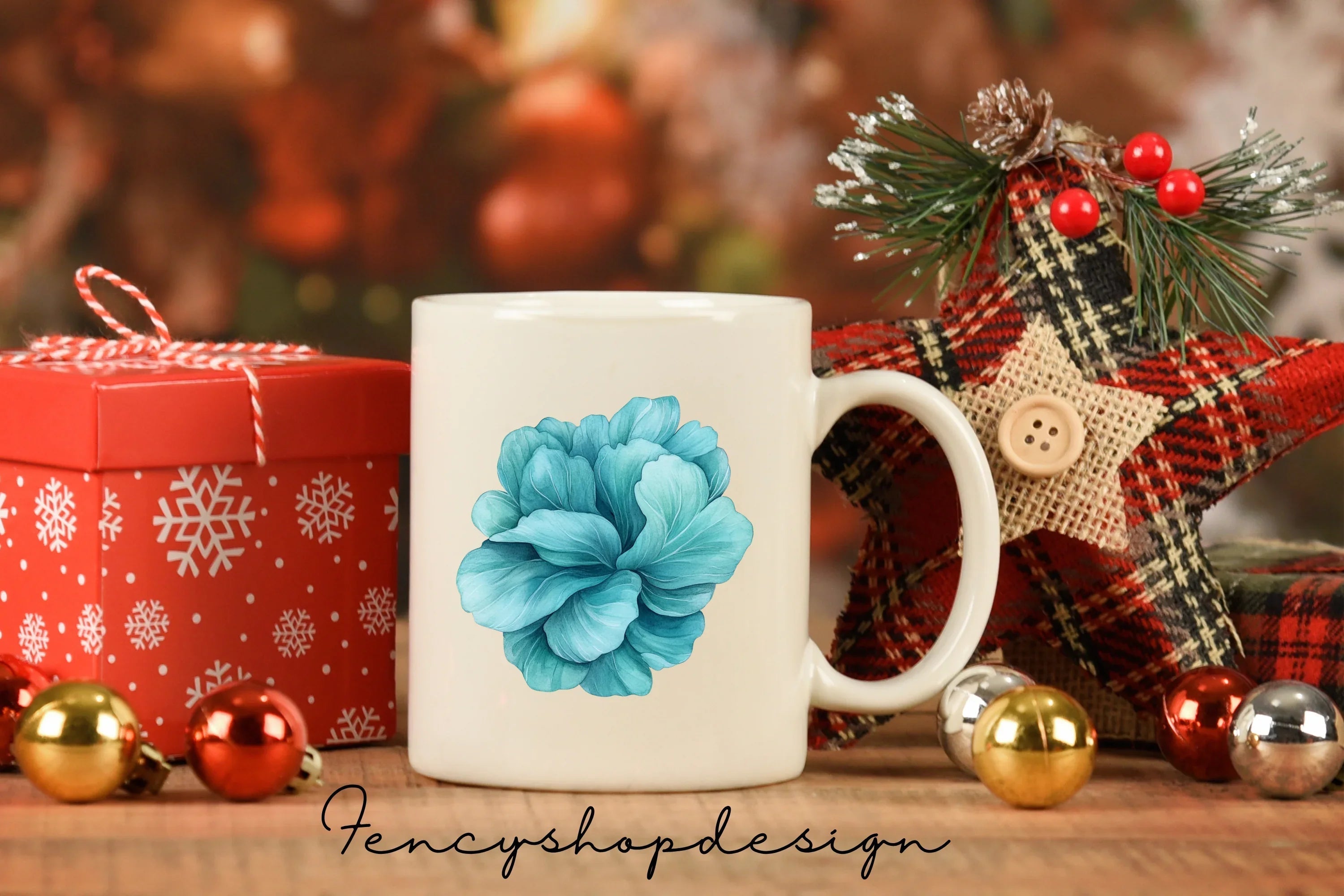 Teal Blue Floral Clipart Bundle
