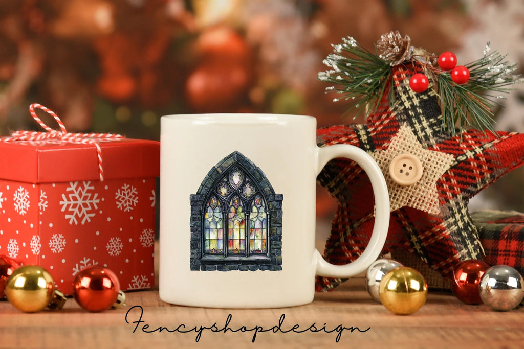Gothic Stained Glass Window Clipart Bundle