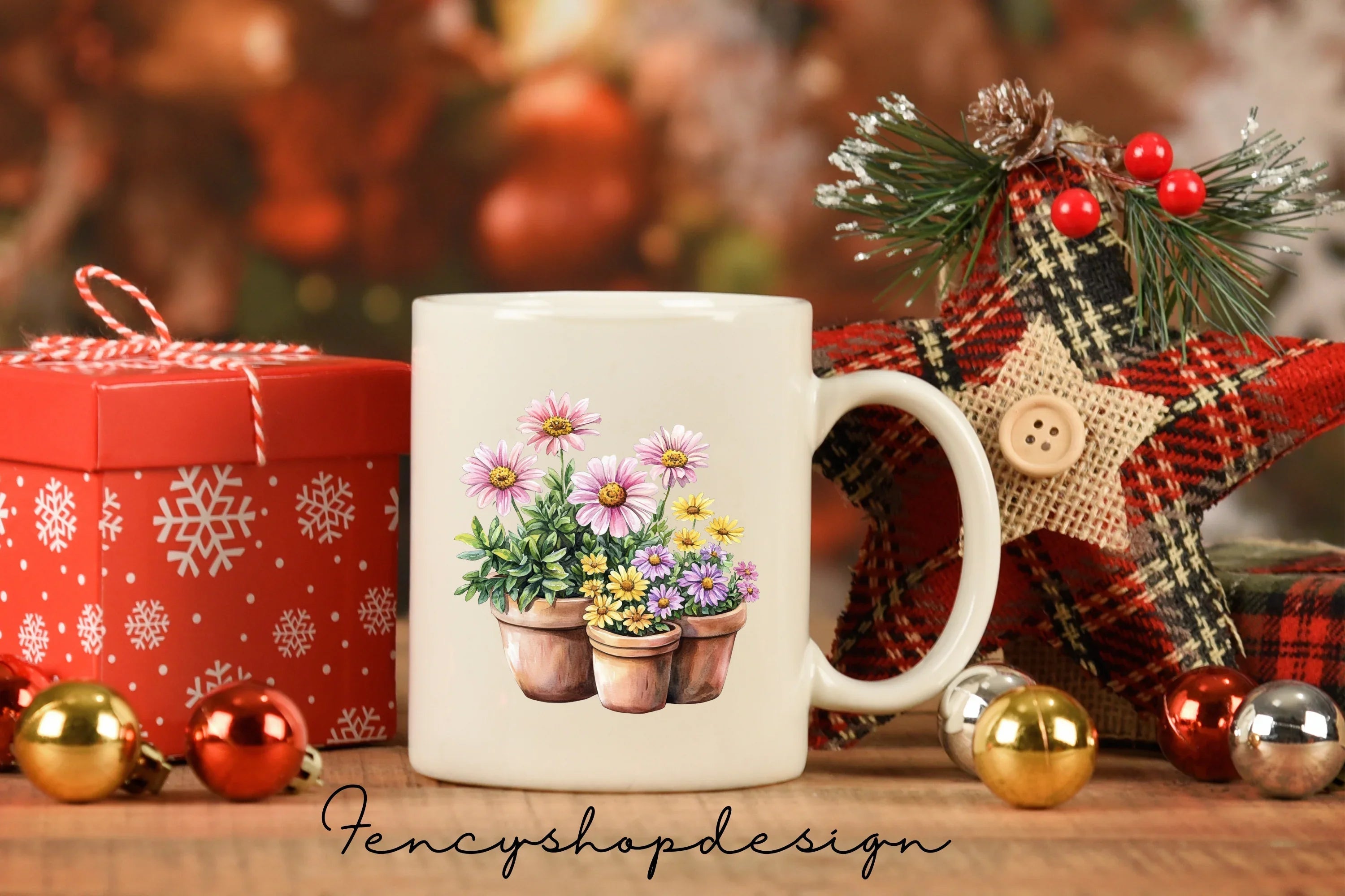 Potted Garden Flowers Clipart Bundle