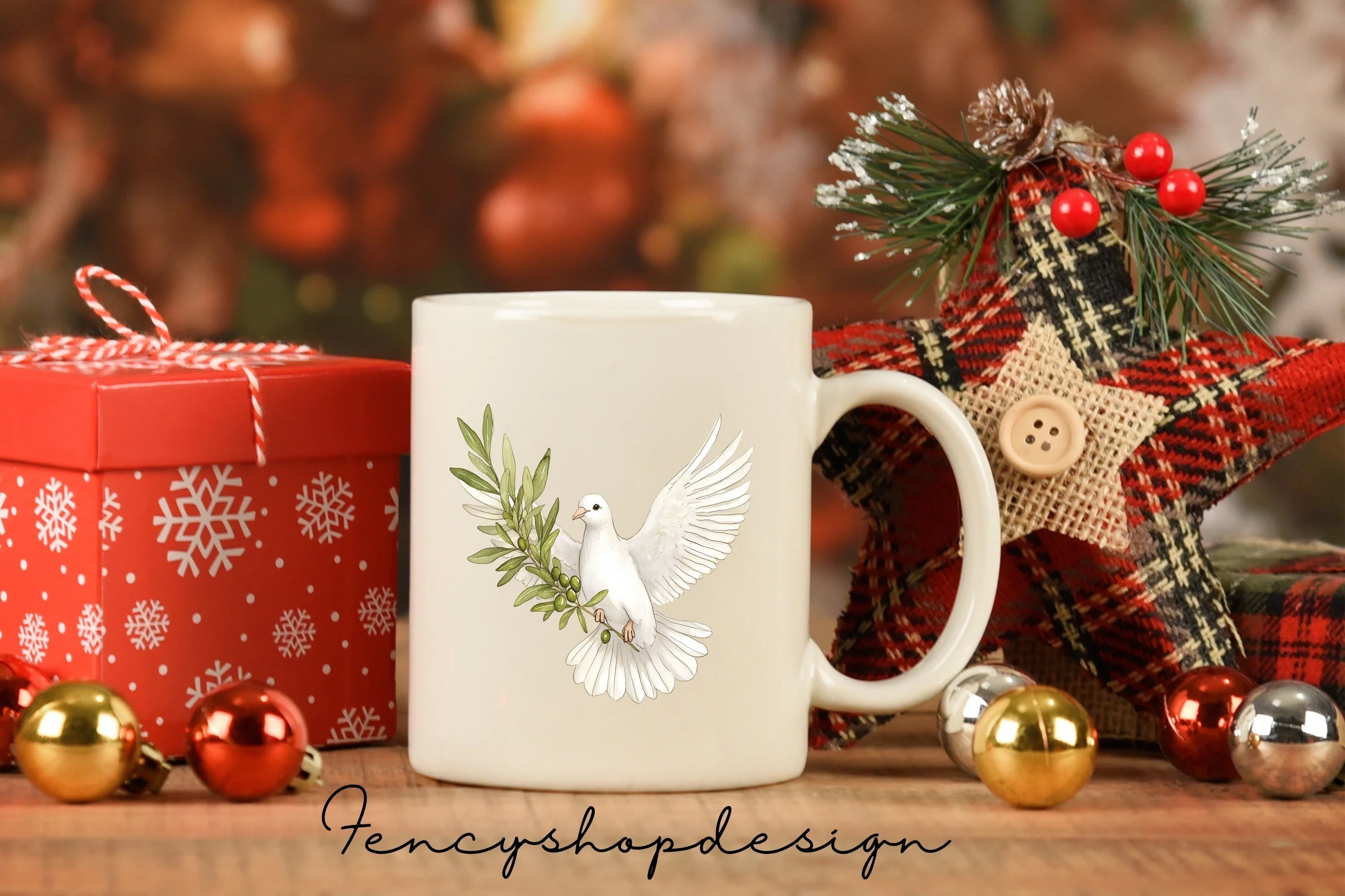 White Doves Olive Branch Clipart Bundle