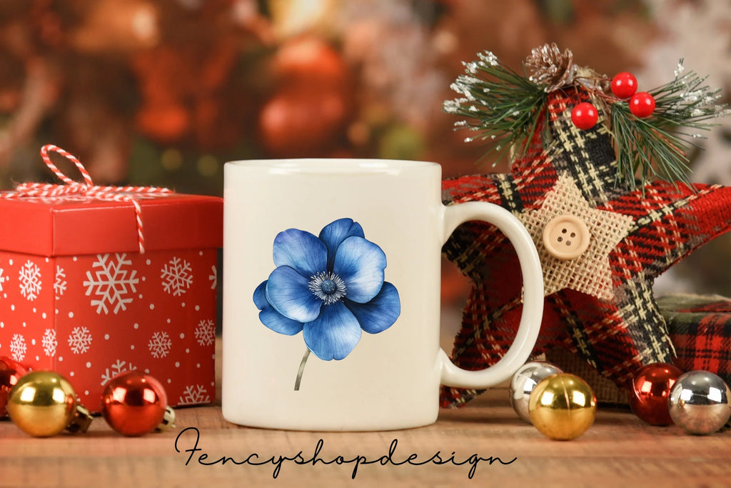 Blue Floral Clipart Bundle