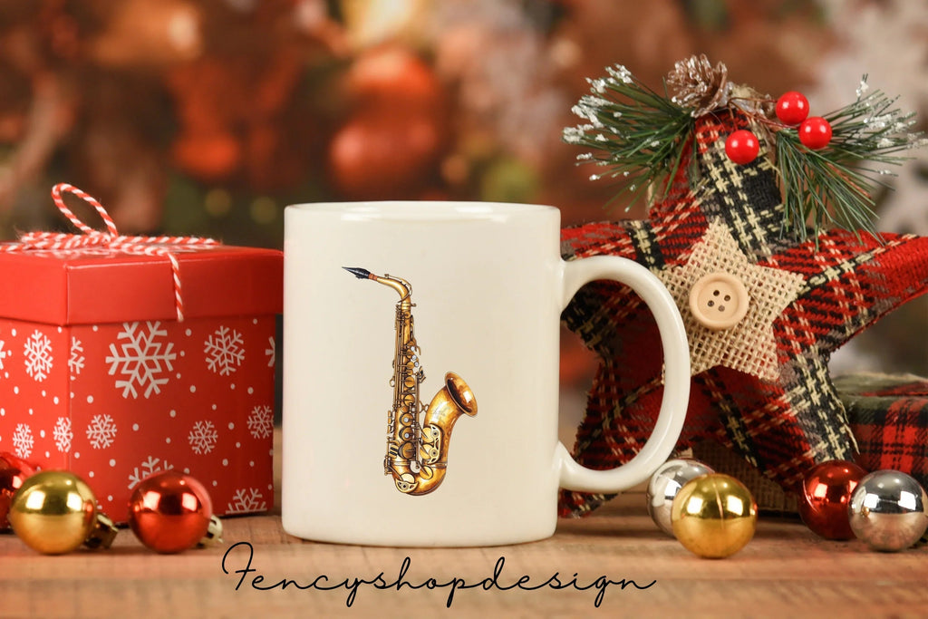 Golden Saxophone Musical Instrument Clipart Bundle