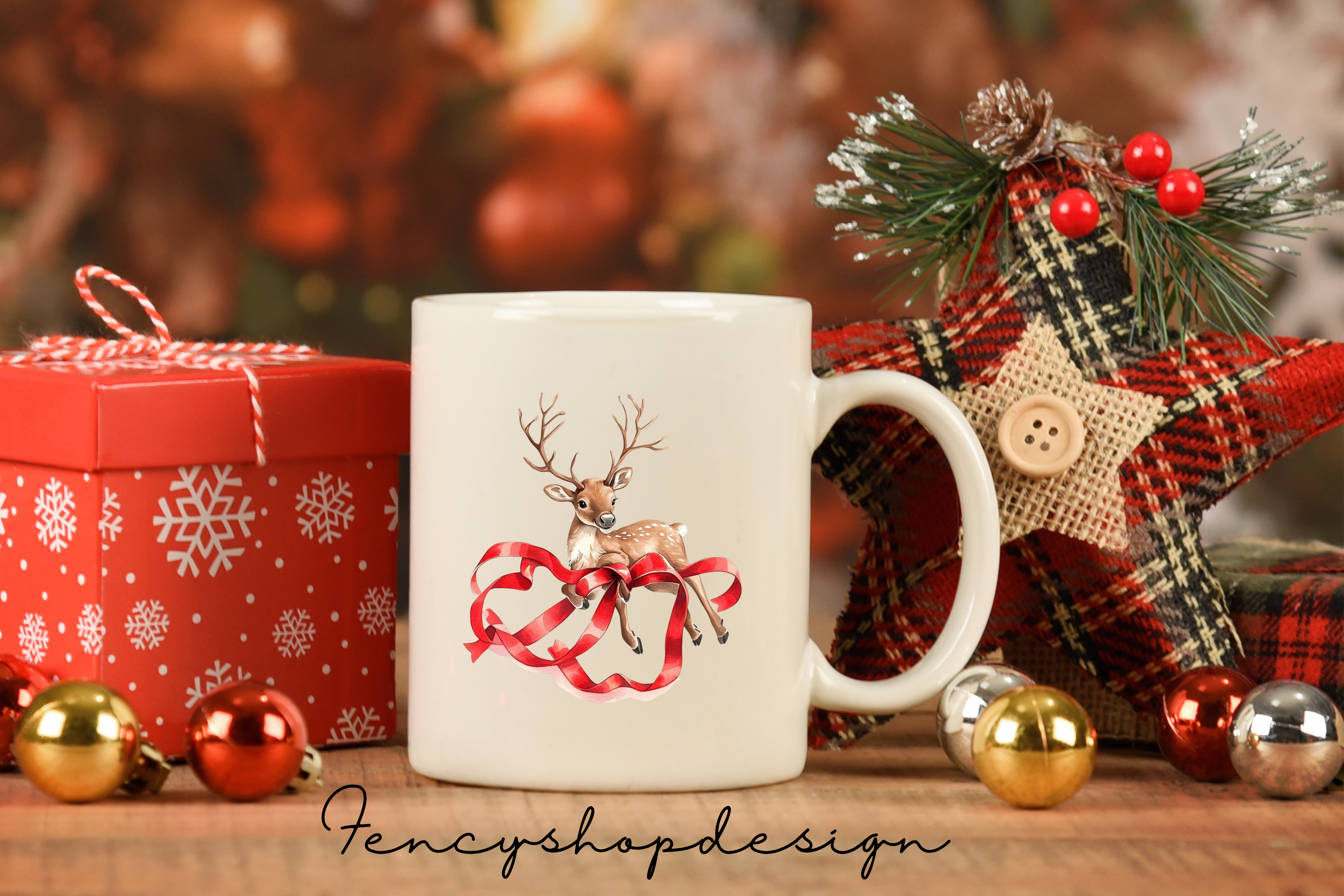 Cute Christmas Deer Clipart Bundle