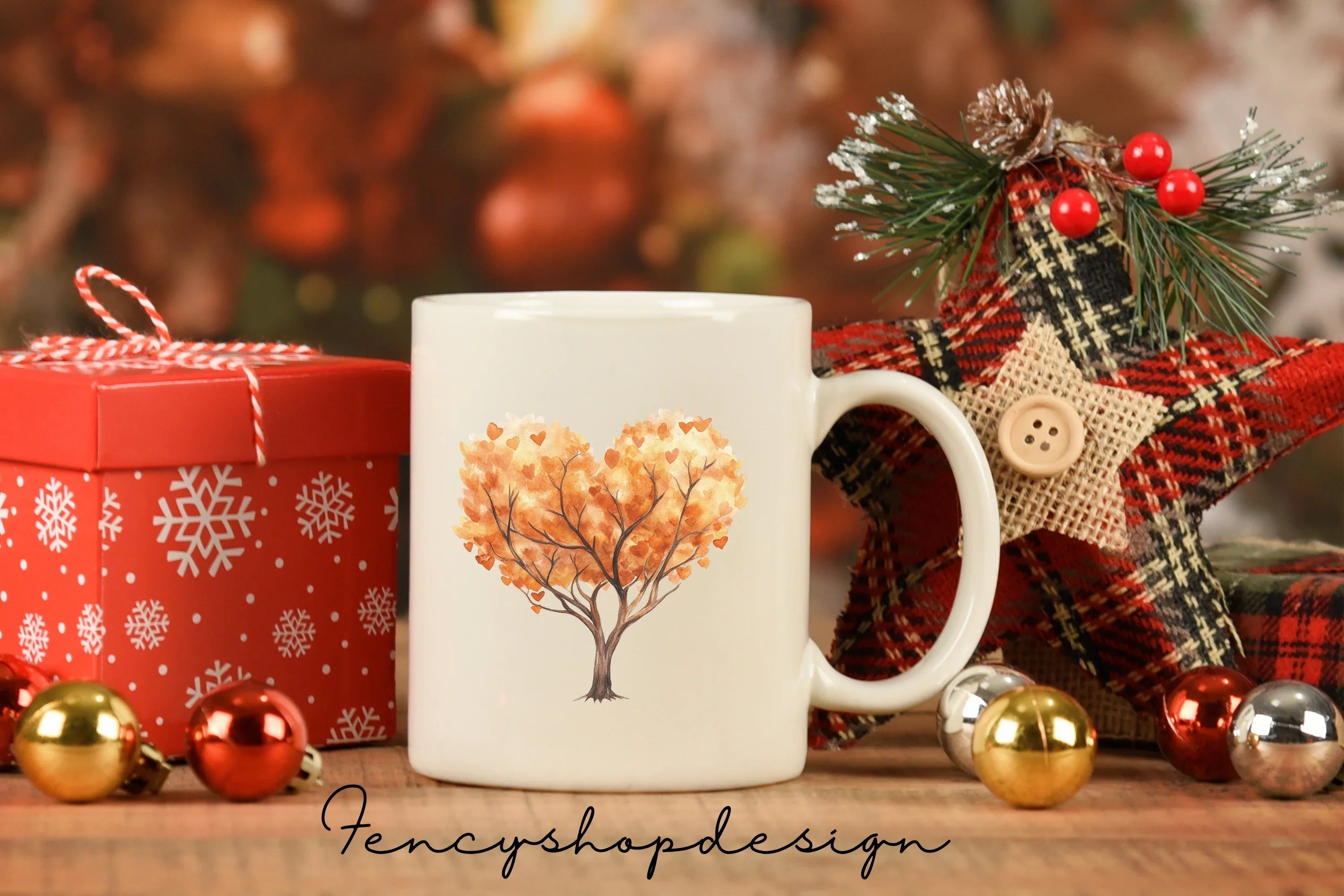 Autumn Heart Trees Clipart Bundle