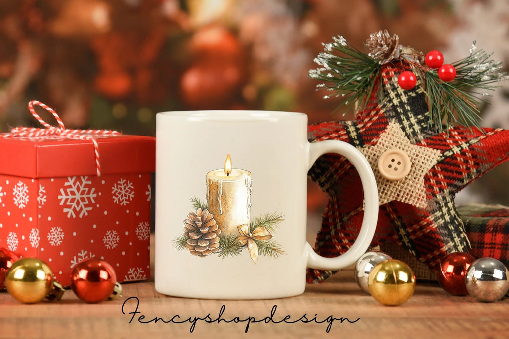 Rustic Winter Candle Clipart Bundle