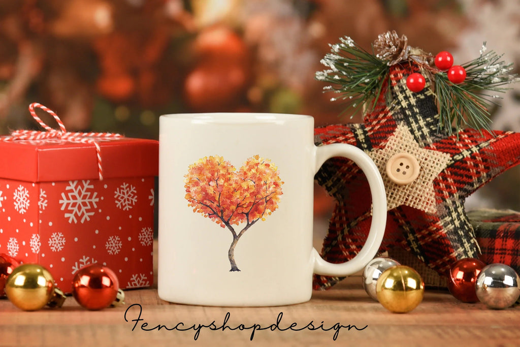 Autumn Heart Tree Clipart Bundle