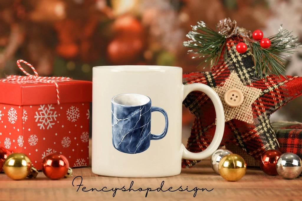 Blue Marble Mugs Clipart Bundle