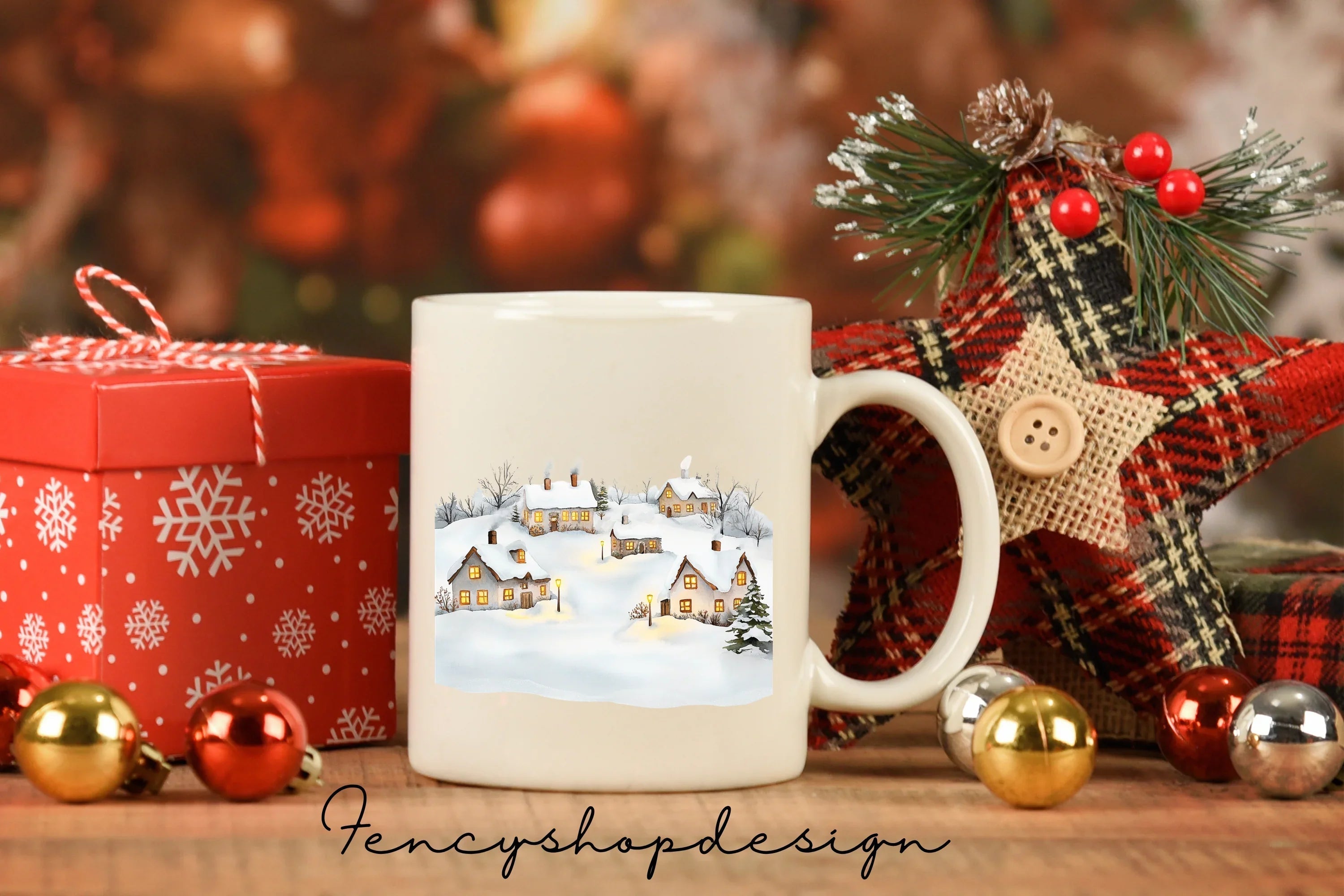 Snowy Christmas Village Clipart Bundle