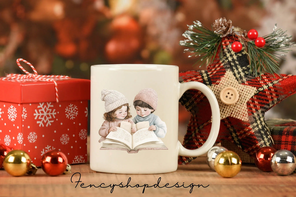 Cute Kids Reading Books Clipart Bundle