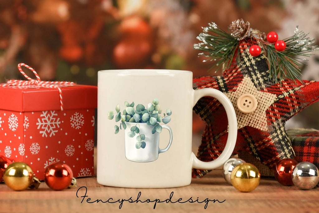 Green Plants Mugs Clipart Bundle