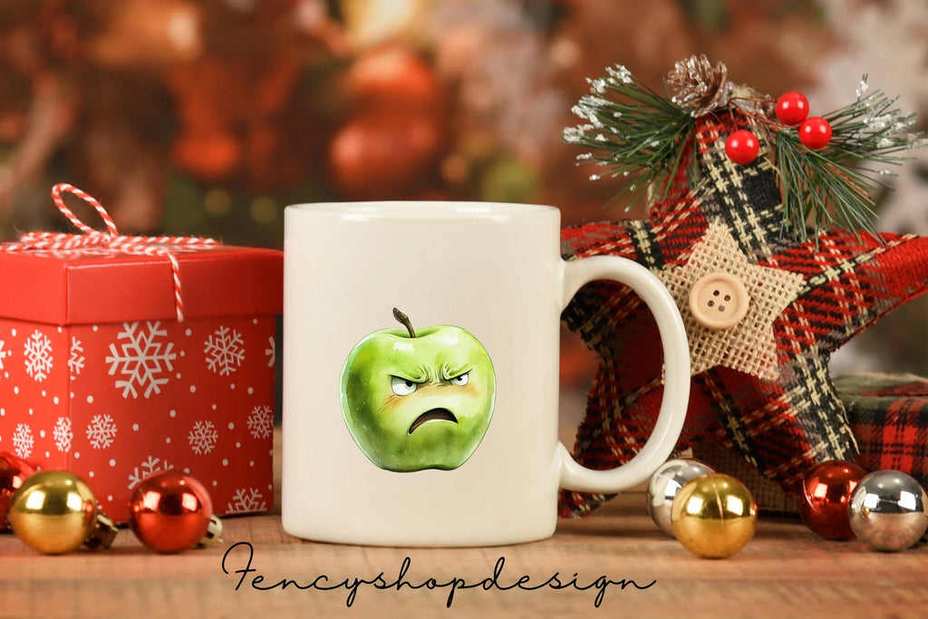 Expressive Apple Faces Clipart Bundle