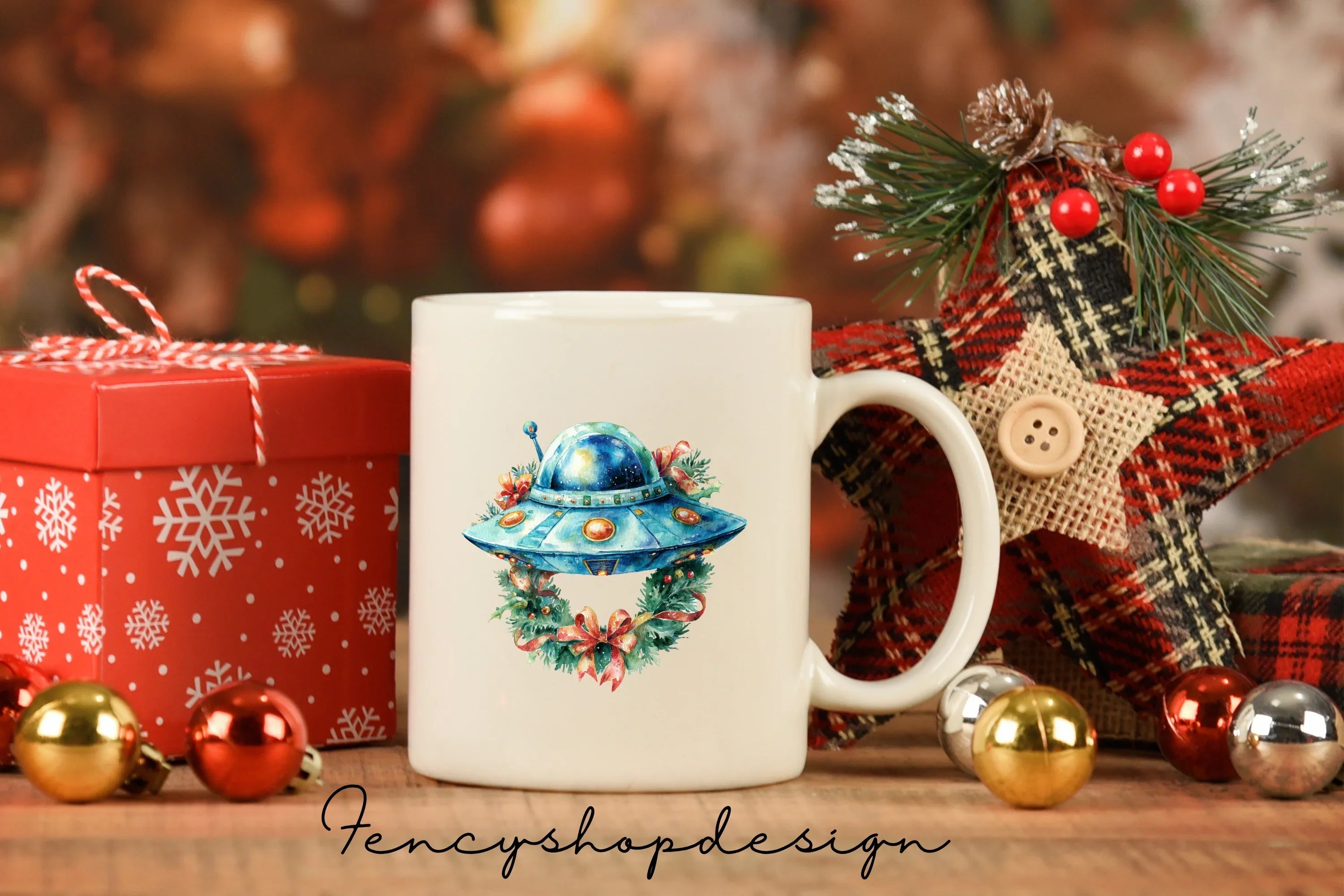 Space Christmas Alien Worlds Clipart Bundle