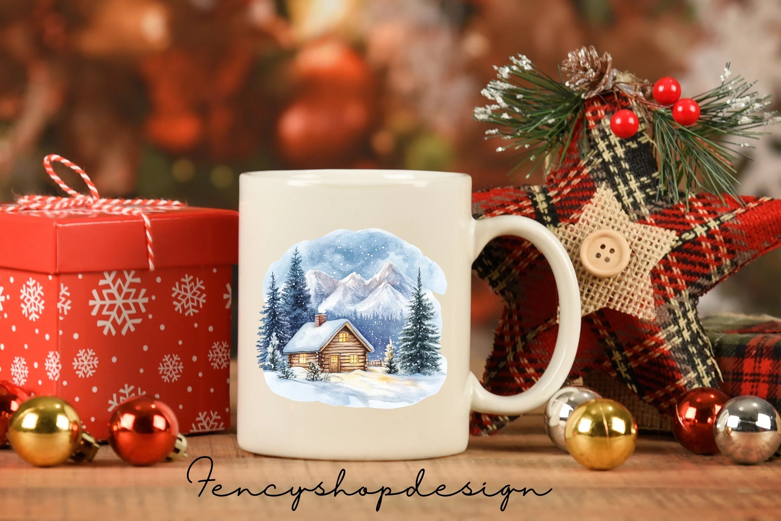 Winter Cabin Clipart Bundle