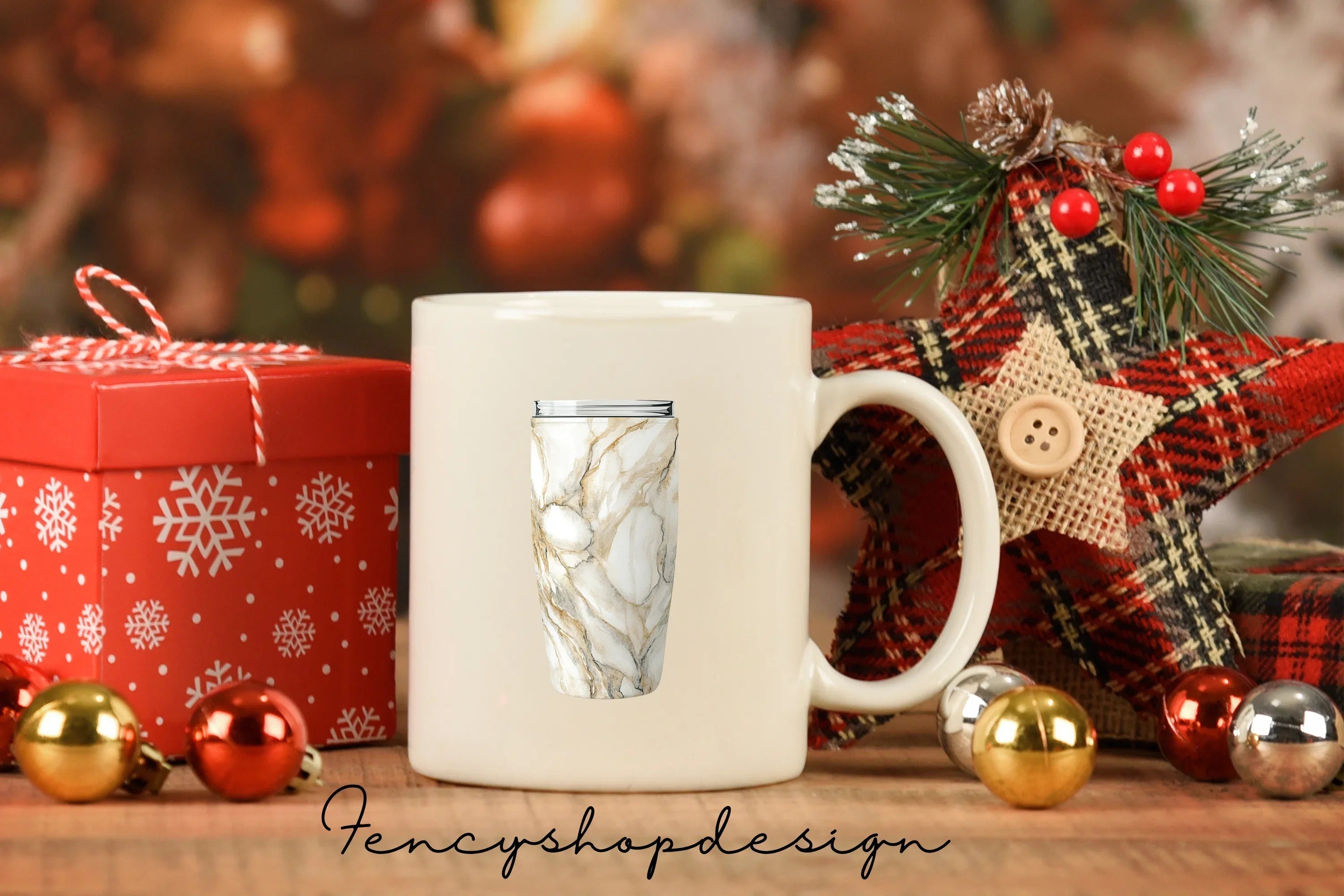 White Gold Marble Tumbler Clipart Bundle