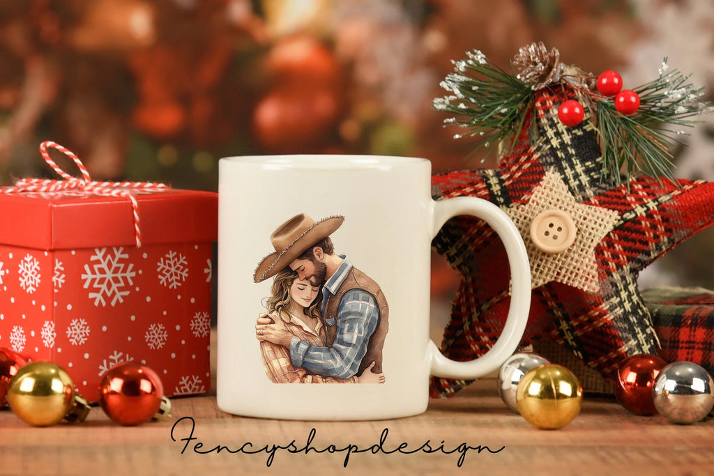 Rustic Cowboy Cowgirl Couple Clipart Bundle
