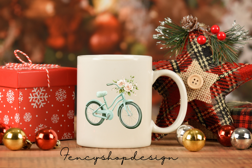 Vintage Bike Floral Basket Clipart Bundle