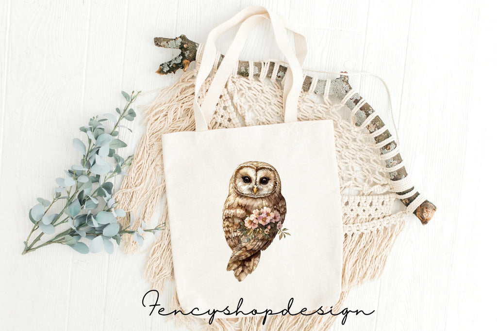 Cute Floral Owl Clipart Bundle
