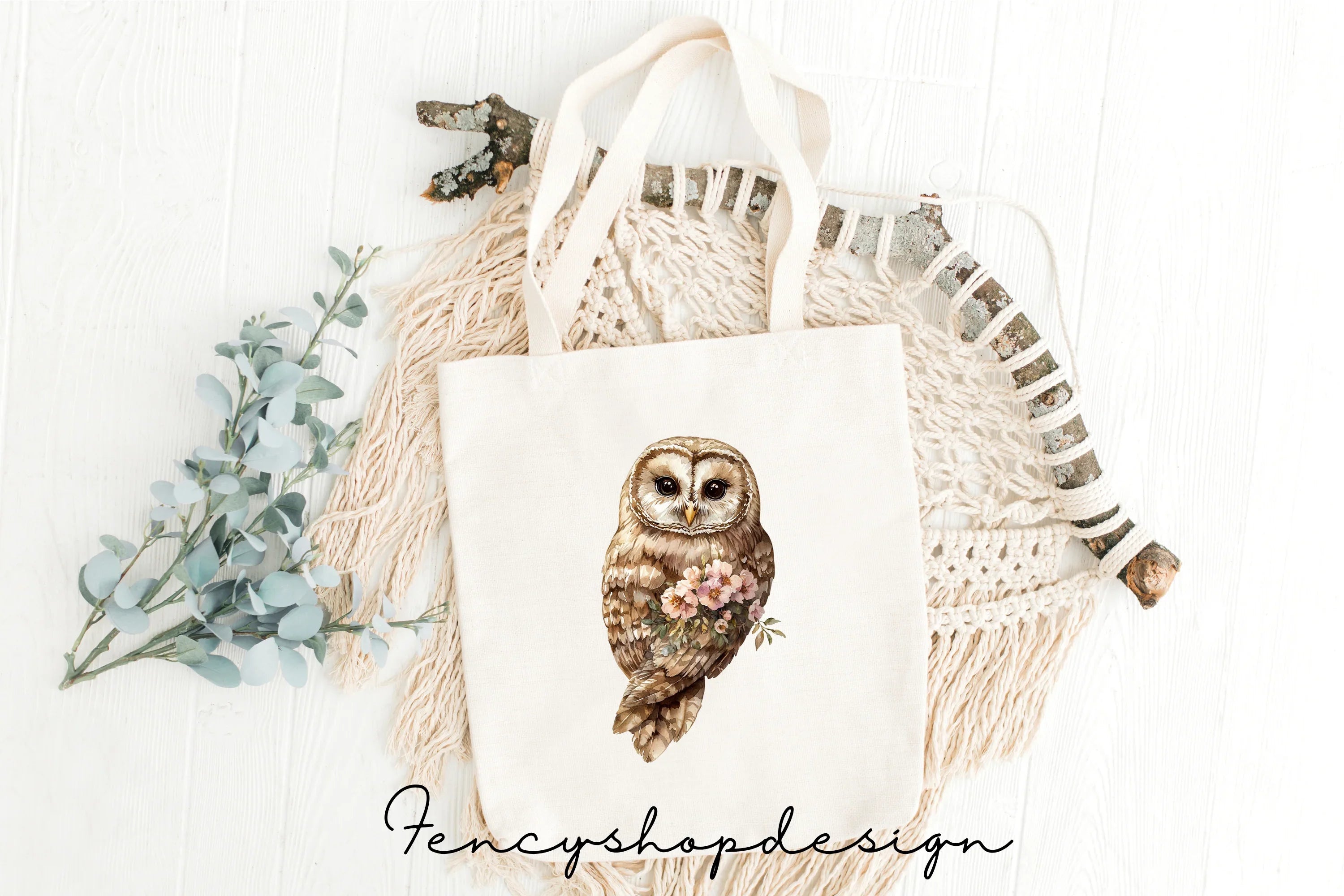 Cute Floral Owl Clipart Bundle