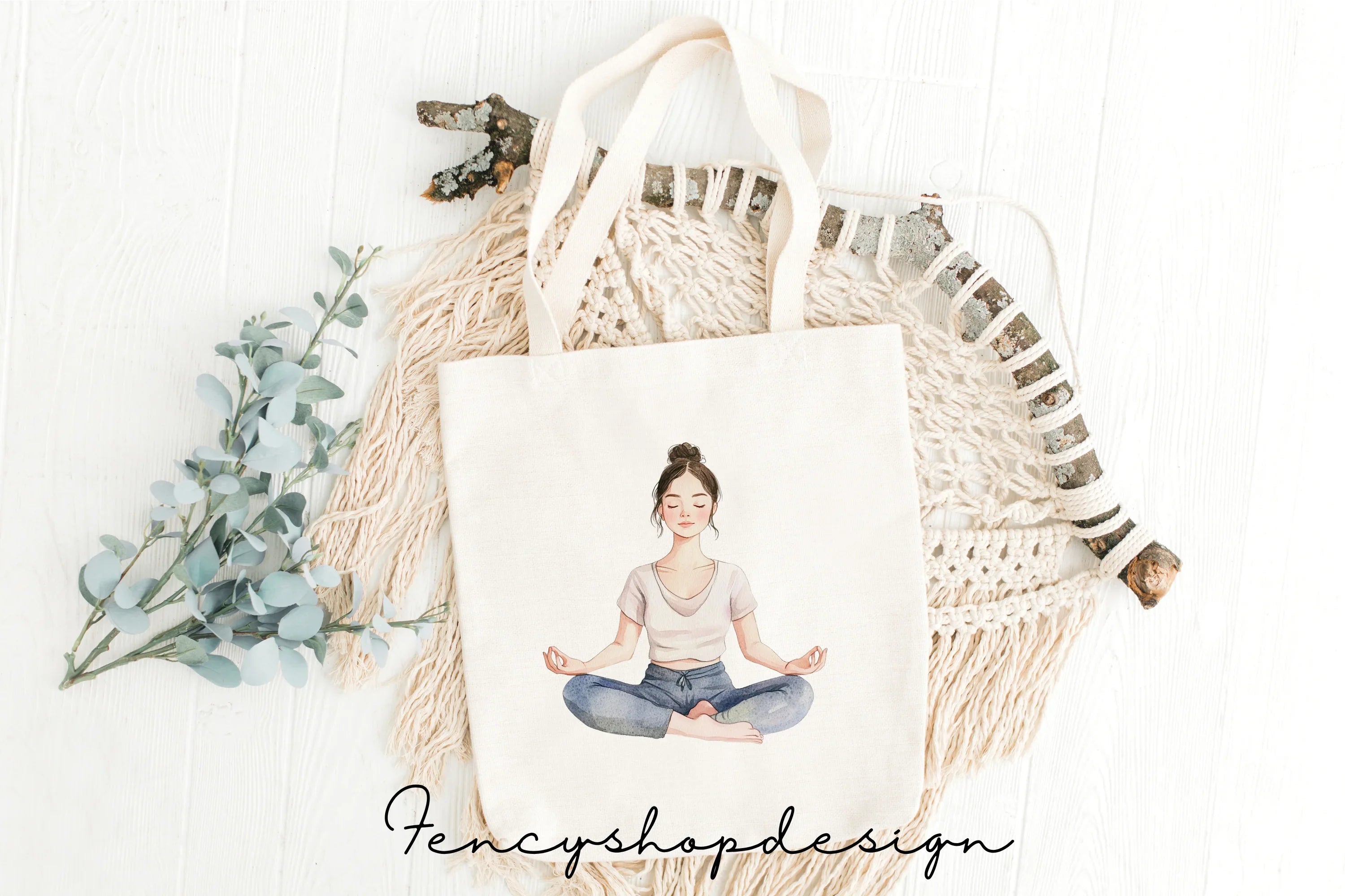 Mindful Women Yoga Poses Clipart Bundle
