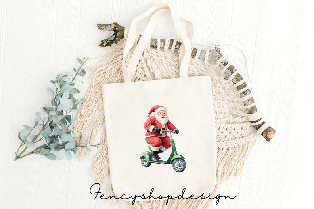 Santa Claus Riding Scooters Clipart Bundle