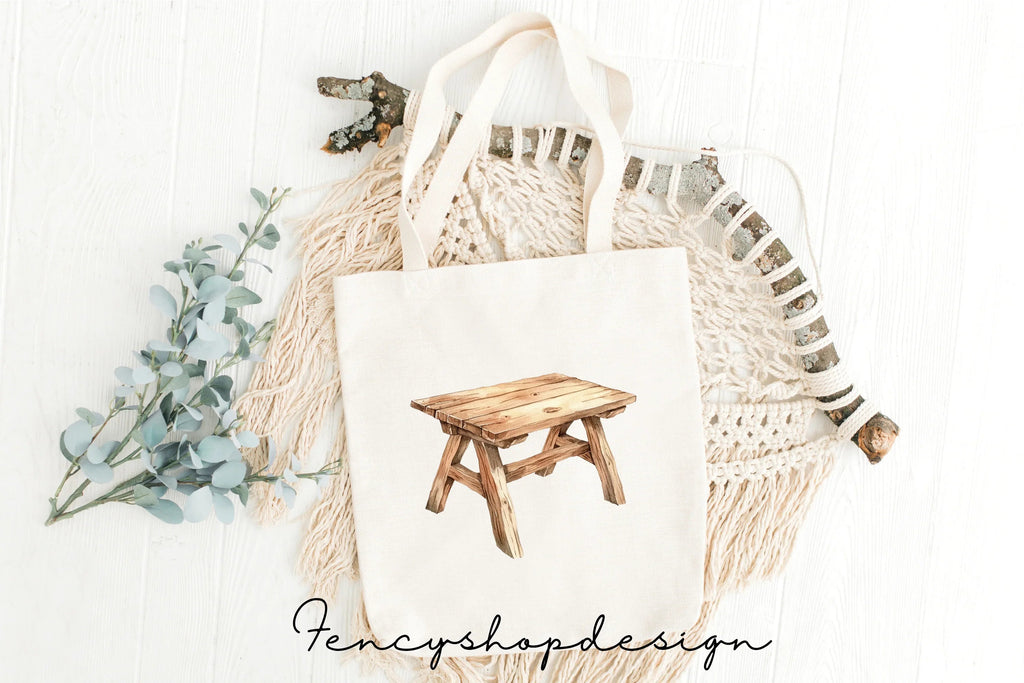Rustic Wooden Tables Clipart Bundle