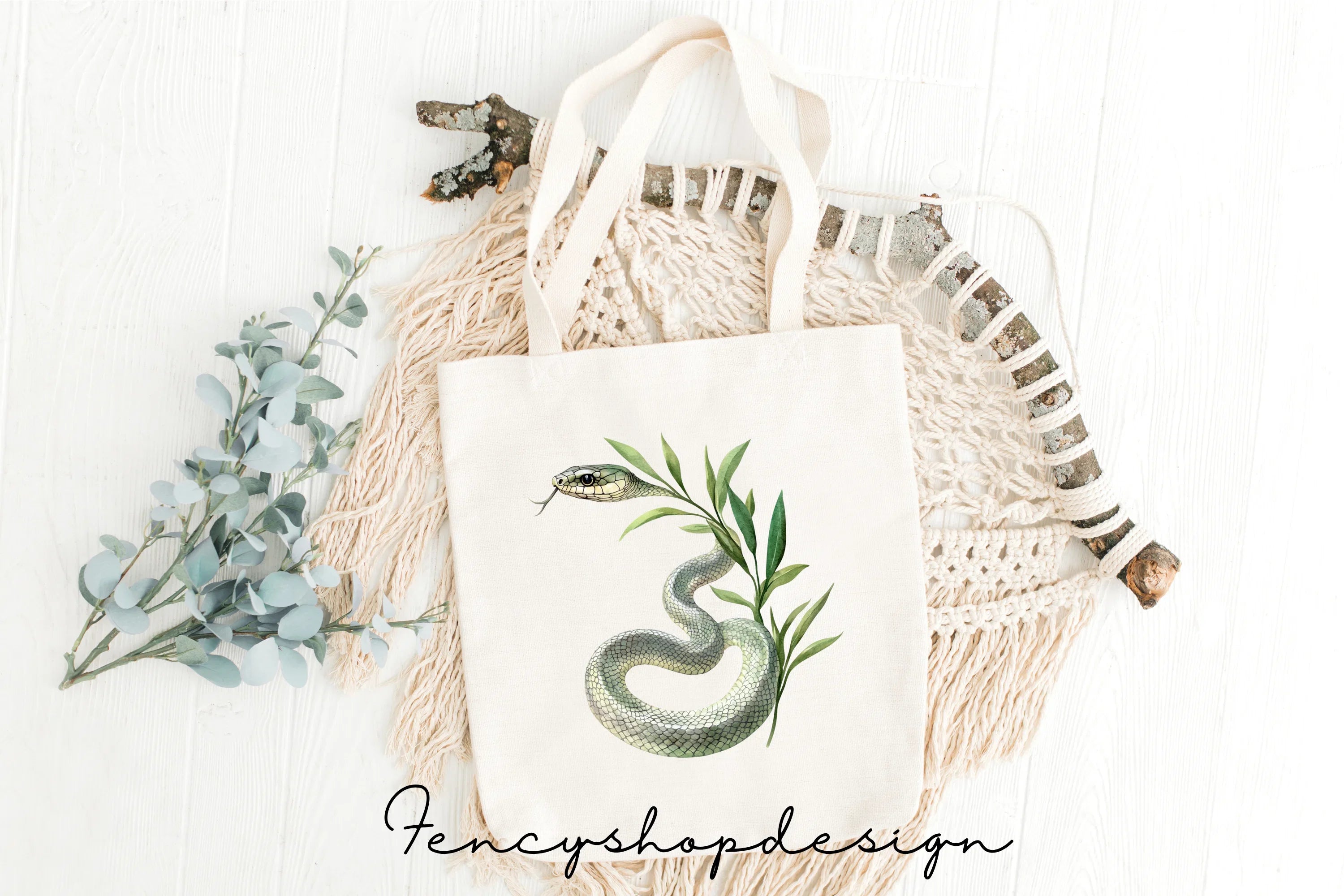 Realistic Green Snake Clipart Bundle