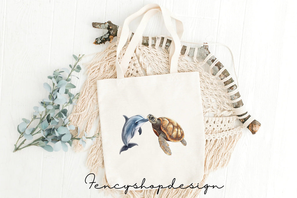 Marine Life Turtle and Dolphin Treasure Clipart Bundle