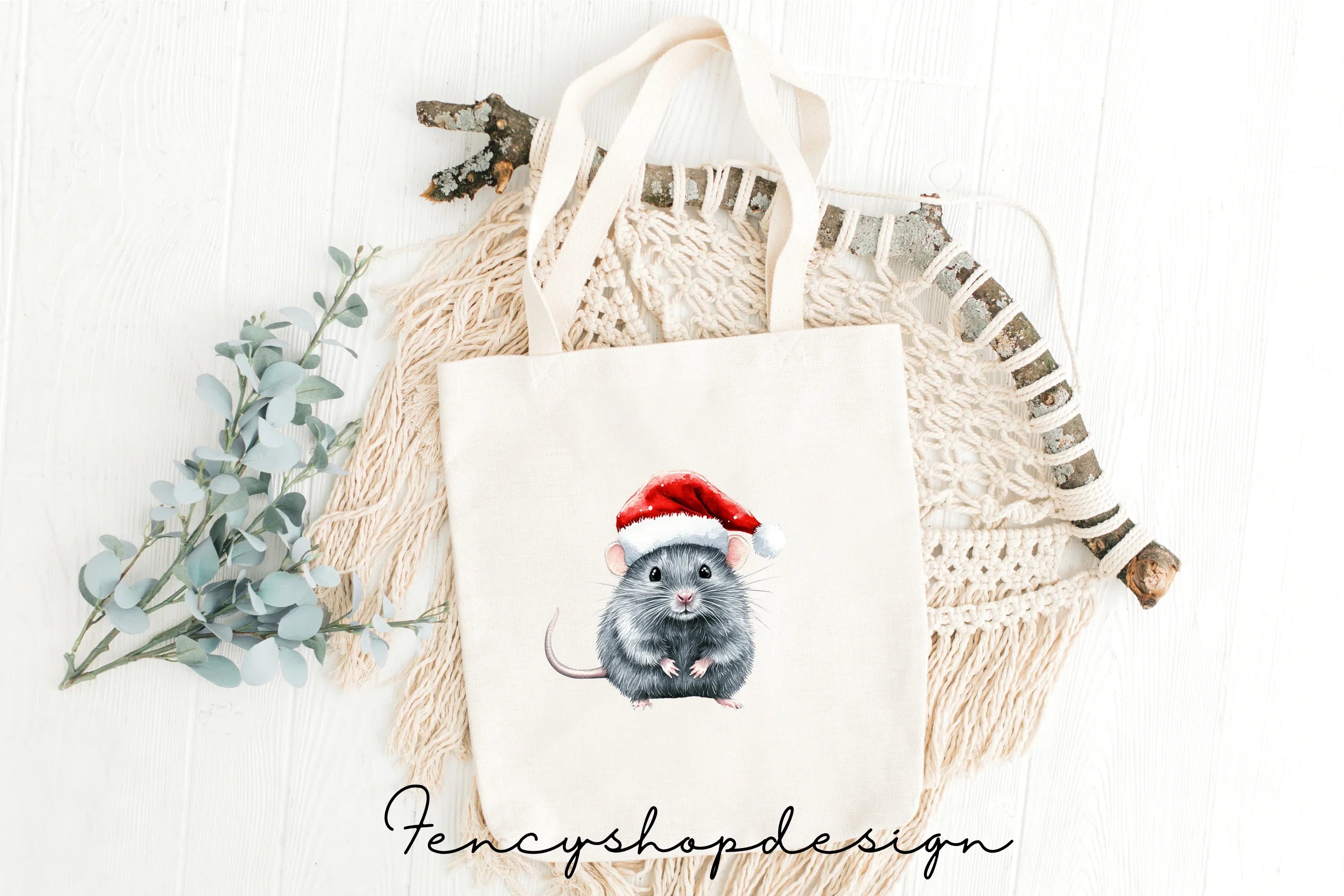 Cute Christmas Mice Clipart Bundle