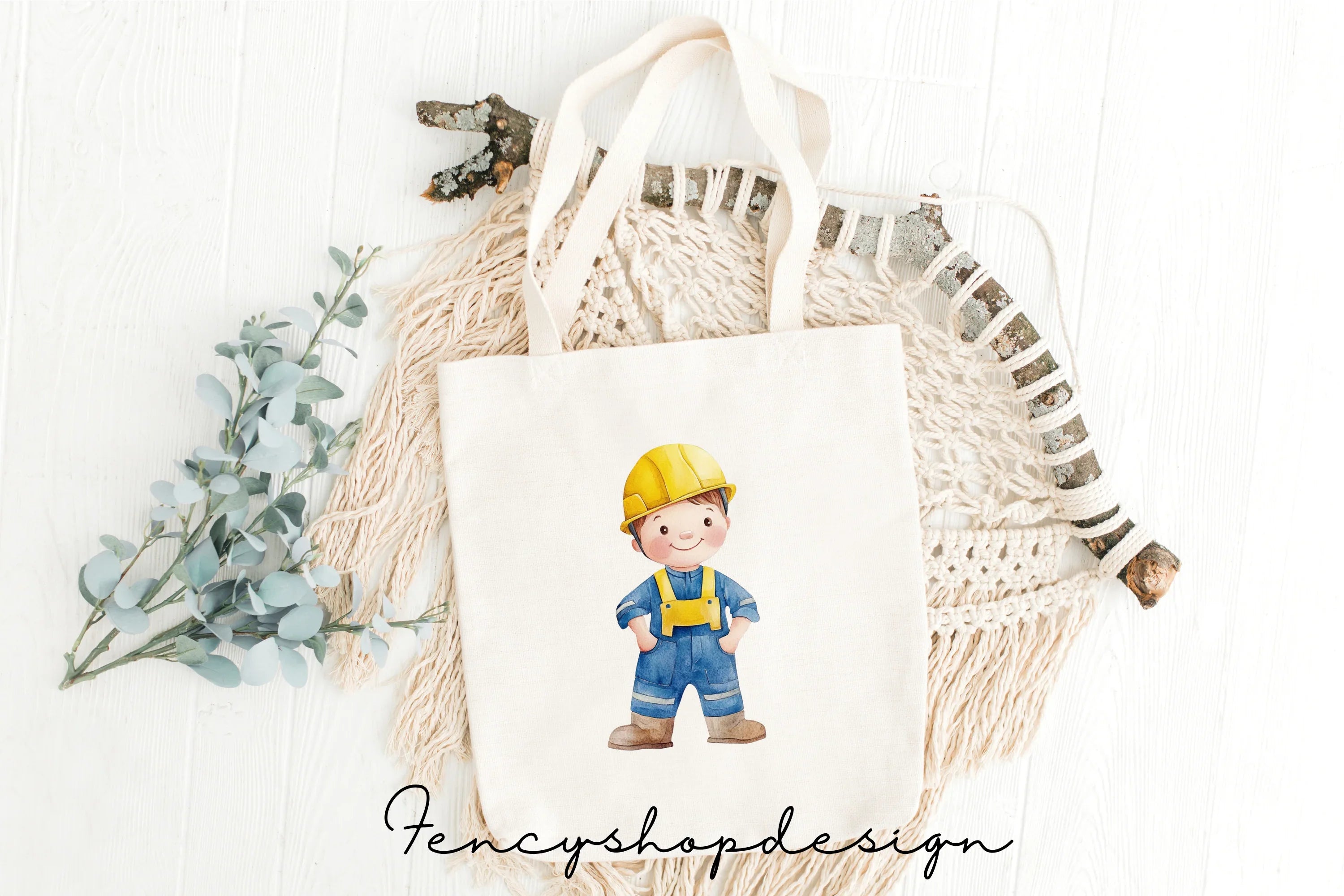 Cute Construction Worker Clipart Bundle