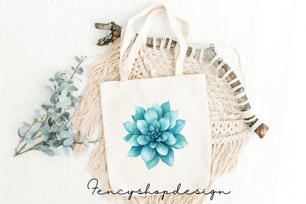 Teal Blue Floral Clipart Bundle