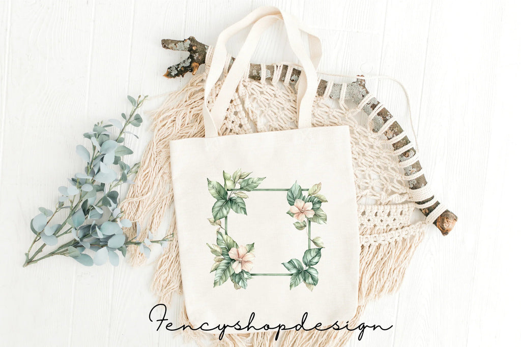 Floral Greenery Frames Clipart Bundle
