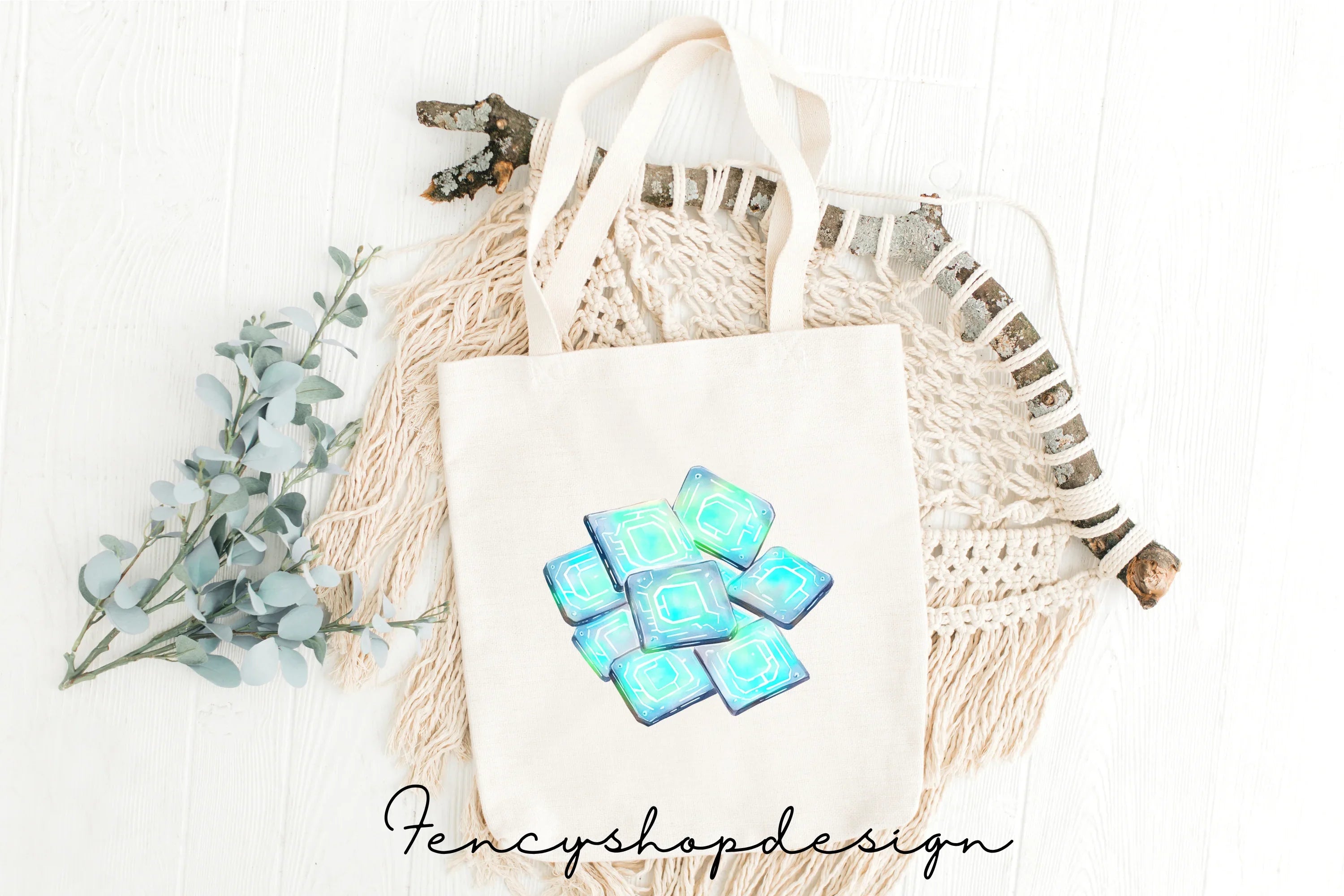 Abstract Blue Green Geometric Cubes Clipart Bundle