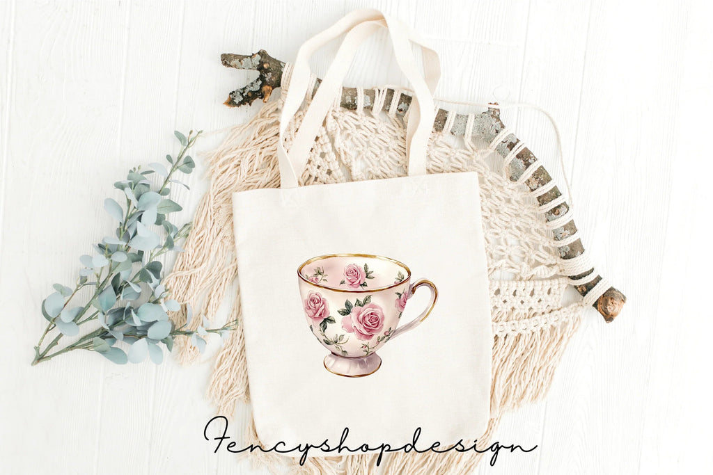 Floral Teacups Clipart Bundle