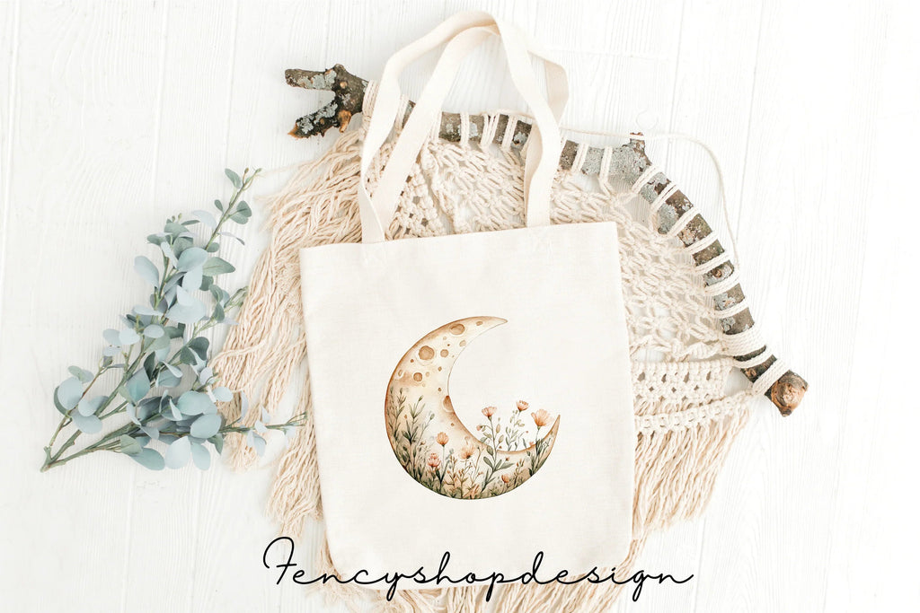 Floral Moon Clipart Bundle